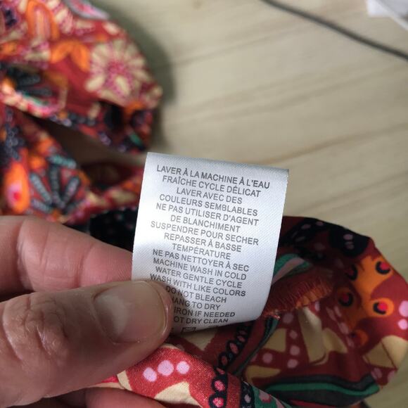 Rachel Zoe Romper Womens XS Red Paisley Belt‎ Puff Tropical Boho Resort Coastal - Picture 12 of 12